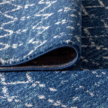 Moroccan Hype Boho Vintage Diamond Area Rug Blue/White